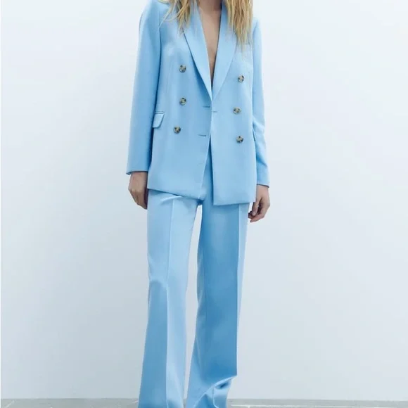 slim fit dress slacks Zara Green Blazer Dress Size L 12 – Follow The Clothes main image 1